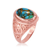 Rose Gold Om Ring.
Men's Gold Turquoise Ring.