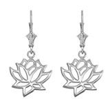 14K White Gold Lotus Flower Yoga Earrings
