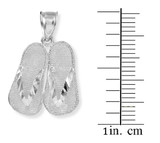 White Gold Flip Flops 3D Charm Pendant