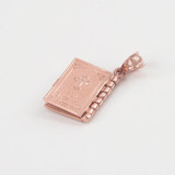 Rose Gold English Holy Bible 3D Christian Book Pendant Necklace