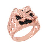Rose Gold American Eagle Black Onyx Mens Open Nugget Ring