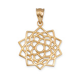 Gold Sahasrara Lotus Unity Chakra Open Yoga Pendant Necklace