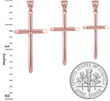 Polished Rose Gold Plain Tube Cross Charm Necklace (S/M/L)