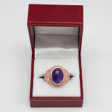 Rose Gold Star of David Purple Amethyst Cabochon Statement Ring