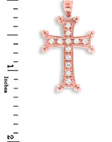 Rose Gold Armenian CZ Cross Pendant