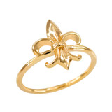 Dainty Gold Fleur-de-Lis Womens Ring