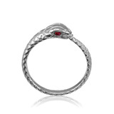 White Gold Ouroboros Snake Ruby Ring Band