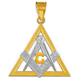 Two-Tone Gold Triangle Diamond Masonic Pendant