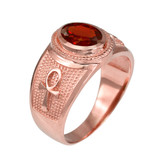 Rose Gold Egyptian Ankh Cross Birthstone CZ Unisex Ring