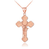 Rose Gold Rosary Cross Prayer Pendant Necklace