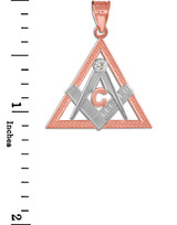 Two-Tone Rose Gold Triangle Diamond Masonic Pendant