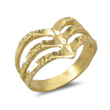 Triple Chevron Gold Nugget Ladies Ring