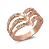 Triple Chevron Rose Gold Nugget Ladies Ring