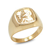 Yellow Gold Virgo Mens Zodiac Ring