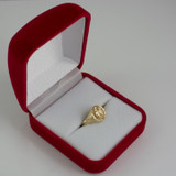 Yellow Gold Gemini Satin DC Band Ladies Zodiac Ring