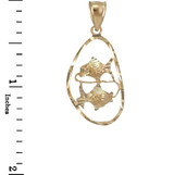 Gold Pisces Zodiac Sign DC Pendant Necklace