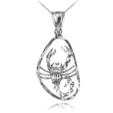 White Gold Scorpio Zodiac Sign DC Pendant Necklace