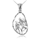 White Gold Sagittarius Zodiac Sign DC Pendant Necklace