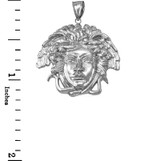White Gold Medusa Charm Necklace