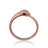 Rose Gold Ouroboros Snake Black Diamond Ring Band