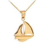 Polished Gold Sail Boat Pendant Necklace