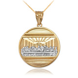 Two-Tone Gold Last Supper Medallion Pendant Necklace