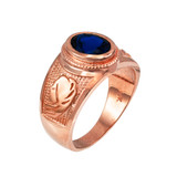 Rose Gold Virgo Zodiac Sign September Birthstone Blue CZ Ring
