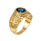 Yellow Gold Sagittarius Zodiac Sign December Birthstone Blue CZ Ring