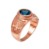 Rose Gold Sagittarius Zodiac Sign December Birthstone Blue CZ Ring