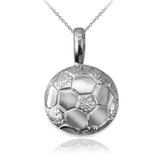 White Gold Soccer Ball Pendant Necklace