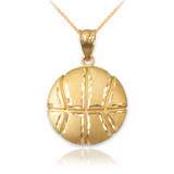 Yellow Gold Basketball Satin DC  Pendant Necklace