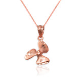 Rose Gold Satin DC Rotor Propeller Charm Necklace