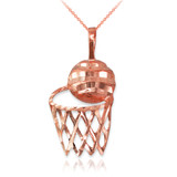 Rose Gold Basketball Hoop DC  Pendant Necklace