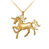 Yellow Gold Unicorn DC Charm Necklace