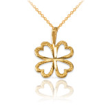 Yellow Gold Tiny Irish Shamrock Clover DC Charm Necklace