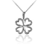 White Gold Tiny Irish Shamrock Clover DC Charm Necklace