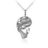 White Gold Praying Virgin Mary DC Charm Necklace