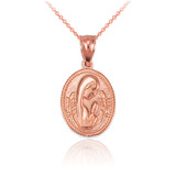 Rose Gold Praying Virgin Mary Medallion Charm Necklace