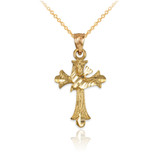 Yellow Gold Holy Spirit Dove Cross DC Charm Necklace