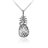 White Gold Pineapple Filigree DC Charm Necklace