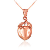 Polished DC Rose Gold Peach Fruit Charm Necklace