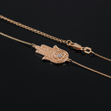 14K  Rose Gold Sideways Hamsa Diamond Necklace