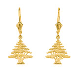 14K Yellow Gold Cedar Tree of Lebanon Earrings