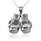 White Gold Boxing Gloves DC Pendant Necklace