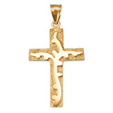 Yellow Gold Flaming Cross Pendant