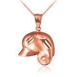 Rose Gold Baseball Helmet DC Charm Necklace