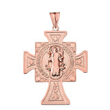 Solid Rose Gold San Benito Cross Reversible Pendant