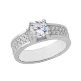 White Gold Solitaire Diamond Pave Engagement Ring
