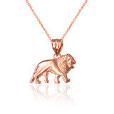 Rose Gold Tiny Lion Charm Necklace