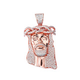 Rose Gold Diamond Iced-Out Jesus Face Medium Pendant